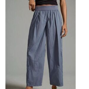 Daily Practice by Anthropologie Wide-Leg Baggy Windbreaker Pants Grey size Small
